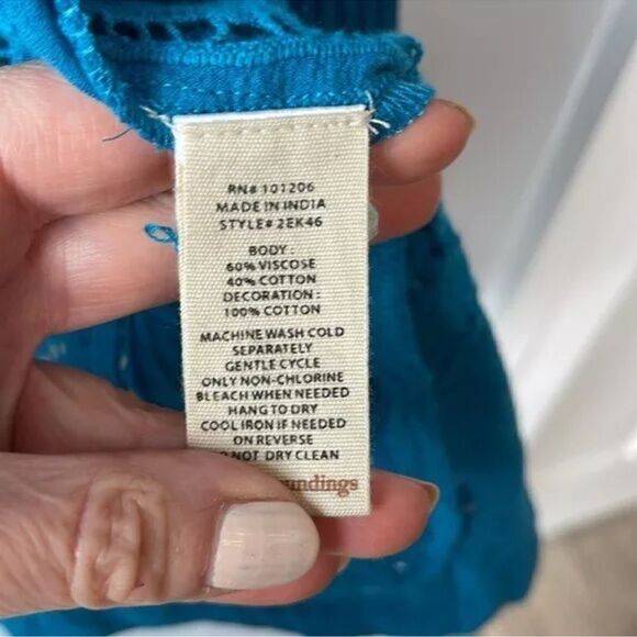 NWT Soft Surroundings Blue Nightingale Topper Open Front Eyelet Cardigan - Picture 7 of 9